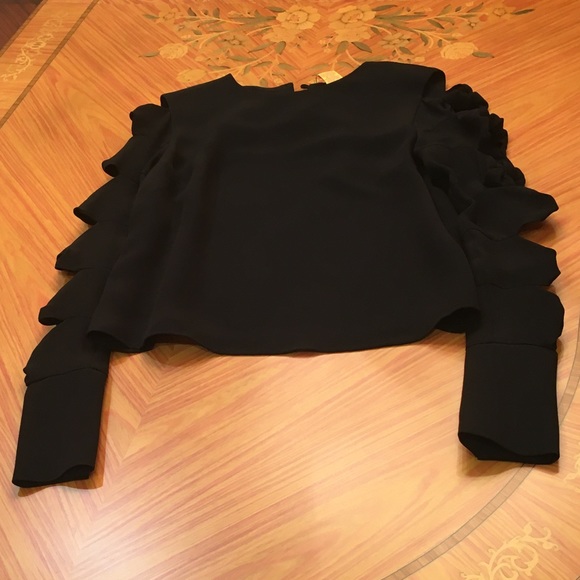 CATHERINE MALANDRINO cut-out black silk long sleeve Blouse Sz.XS - Picture 12 of 12